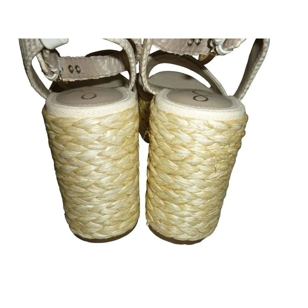 NWOB Sam Edelman‎ Ivory Woven Raffia Platform Wedge Sandals Size 11 Ankle Strap